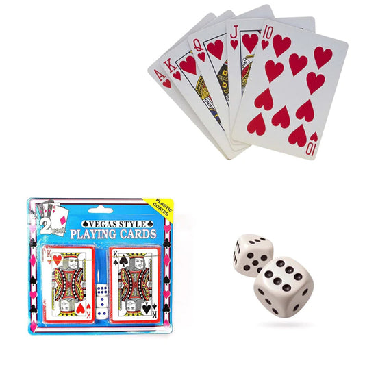 2 Pack Vegas Style Plastic Playing Cards With 3 Dice